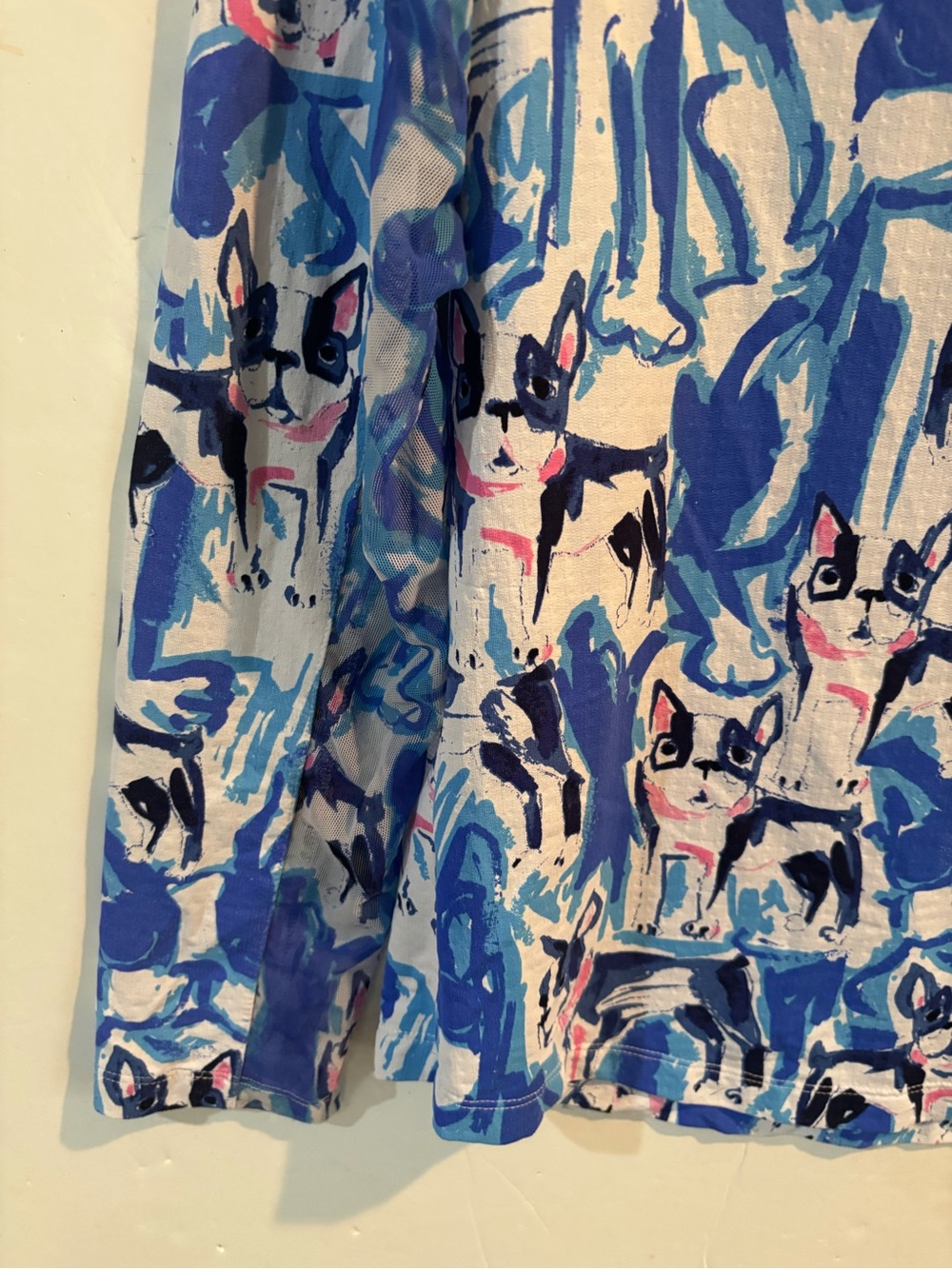 IBKUL Blue & White Dog Print Quarter Zip-Front Pullover M - Picture 10 of 13
